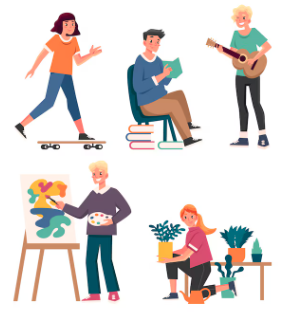 graphic showing people doing all different activites