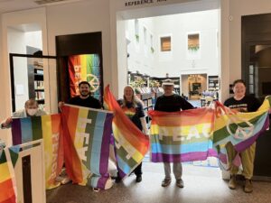 Photo of Pride display at Newton Free Library