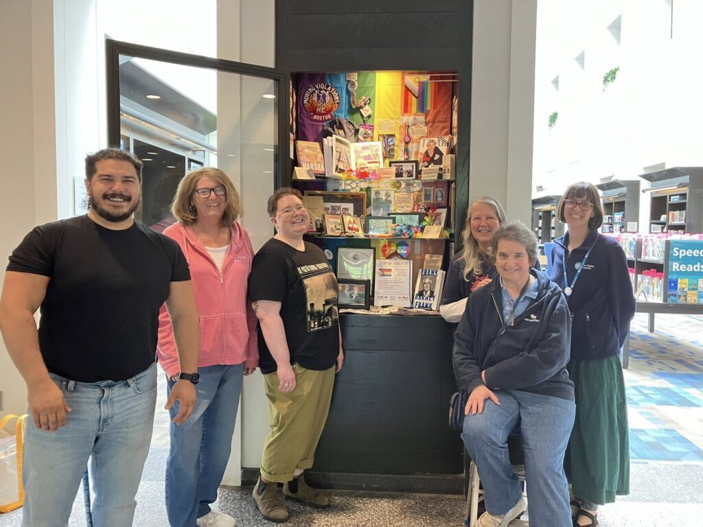 Photo of Pride display at Newton Free Library