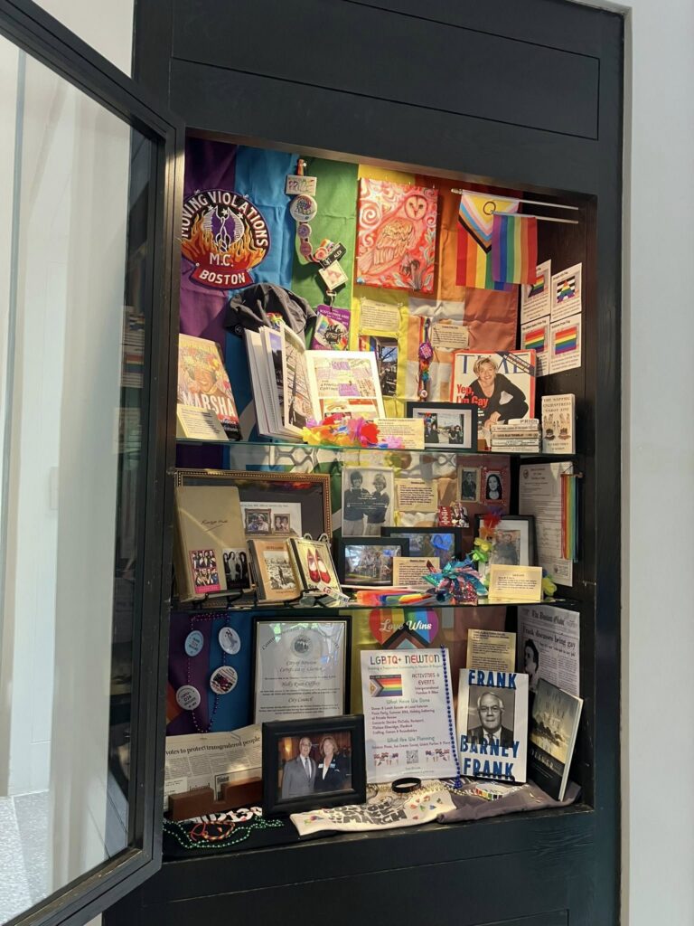 Photo of Pride display at Newton Free Library